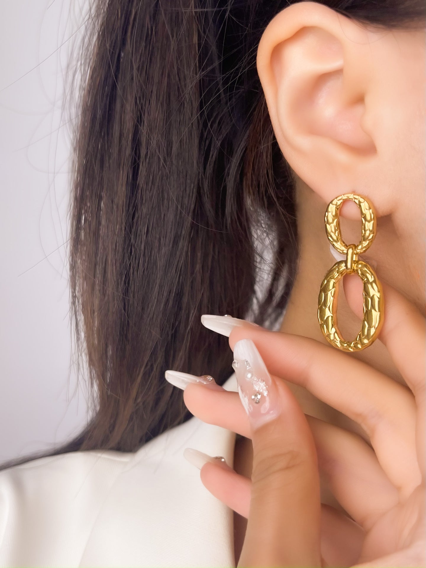 Wholesale Vintage Real Gold Electroplated Titanium Steel Earrings